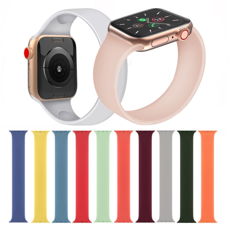 For Apple Watch Series 5 & 4 40mm / 3 & 2 & 1 38mm Solid Color Elastic Silicone Replacement Wrist Strap Watchband, L 156mm